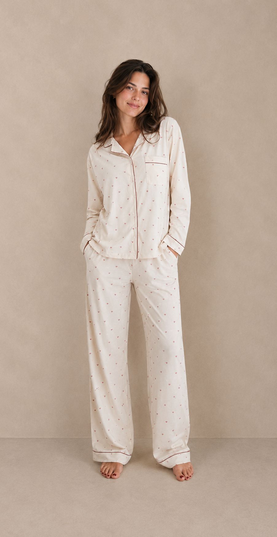 Soft Jersey Pink Heart  Pyjama Set