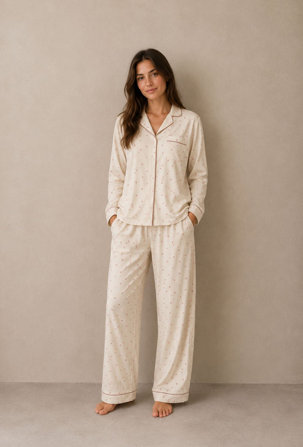 Soft Jersey Pink Heart  Pyjama Set