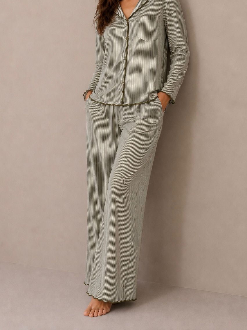 Forest Green Linen Pyjama Set