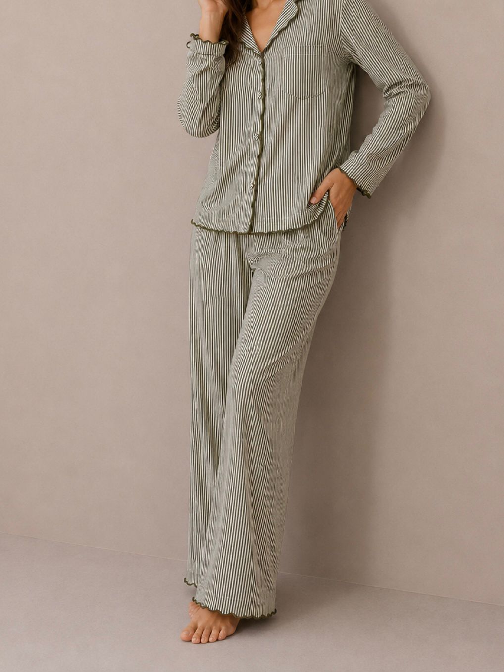 Forest Green Linen Pyjama Set